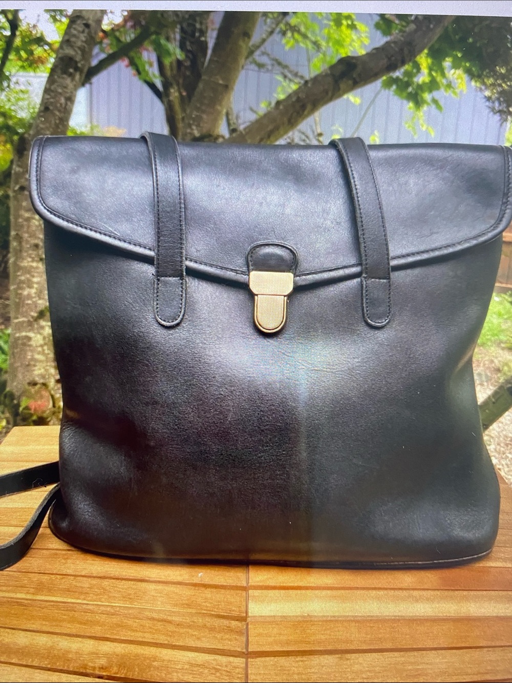 Coach Branson Black Leather Messenger Tote with Brass Hardware - Picture 7 of 12